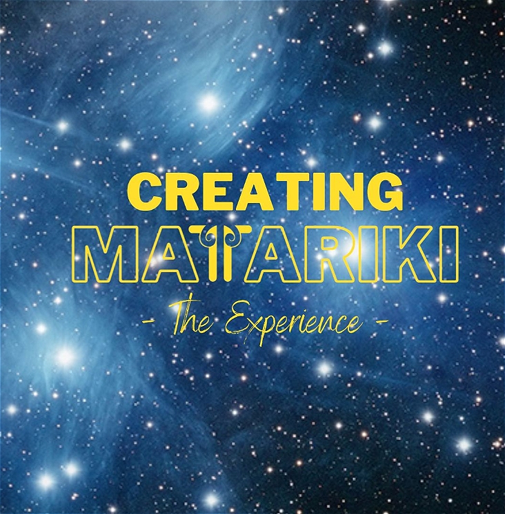 The Matariki star formation in the night sky. The words 